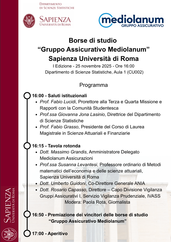 Borse di studio  “Gruppo Assicurativo Mediolanum” Sapienza Università di Roma