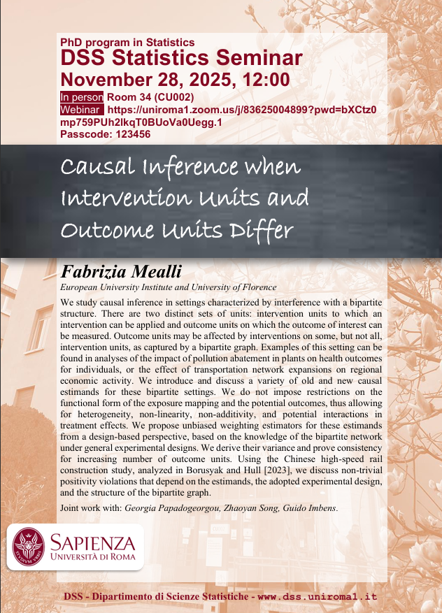 DSS Statistics Seminar   November 28, 2025, 12:00