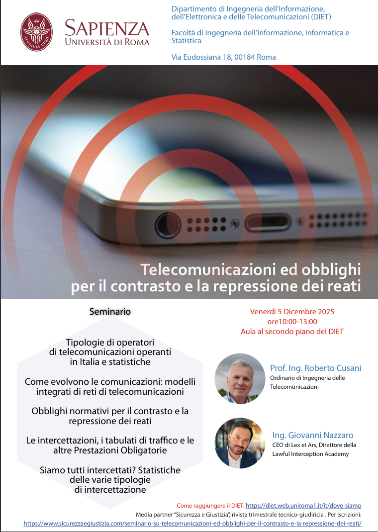 Seminario Telecomunicazioni ed obblighi per il contrasto e la repressione dei reati